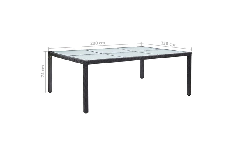 Utendørs spisebord svart 200x150x74 cm polyrotting - Spisebord ute