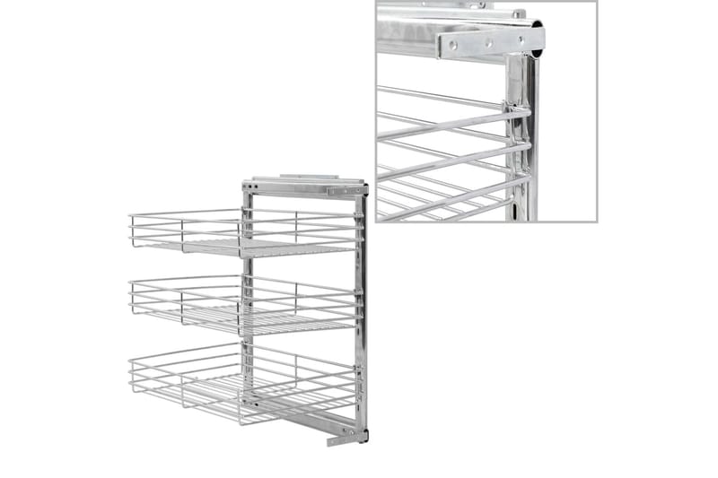 Uttrekkbare kurvskuffer 3 etasjer 47x35x56 cm - Silver - Spisebord ute