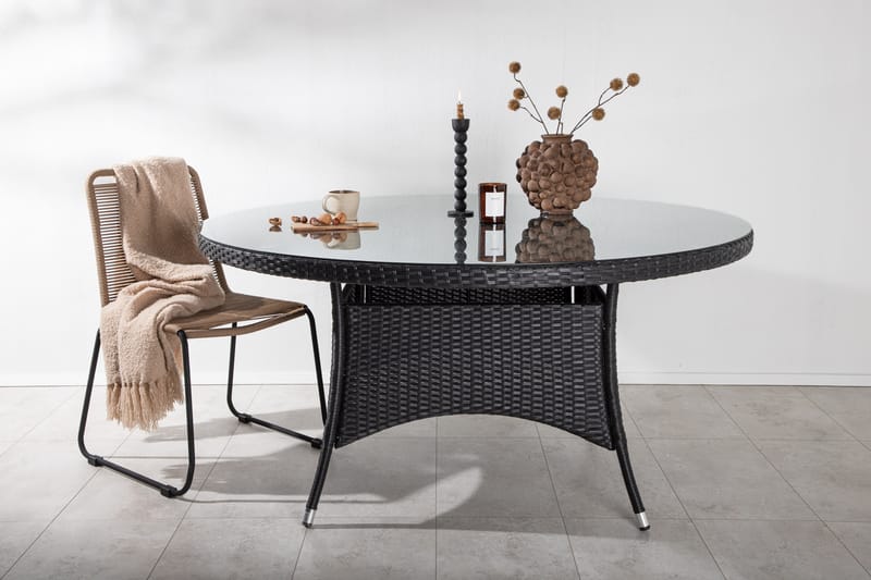 Volta Spisebord Rundt Ø150 cm Svart - Venture Home - Hagemøbler - Hagebord - Spisebord ute