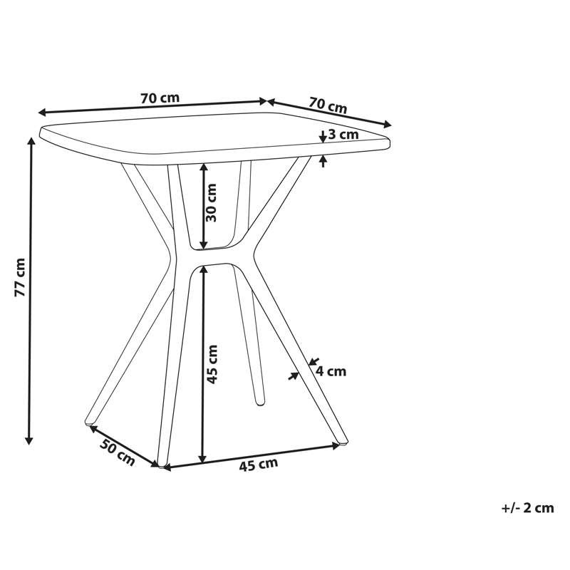 Spisebord utendørs Piave 70x70 cm - Svart - Hagemøbler - Hagebord - Spisebord ute