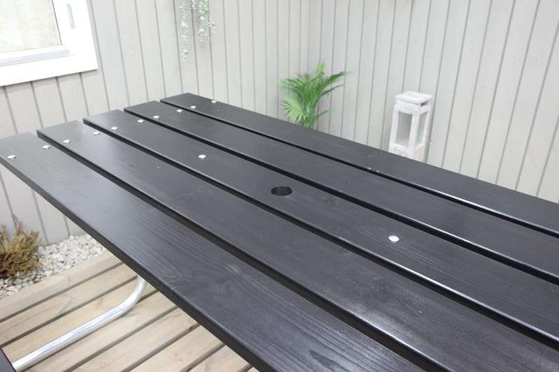 Stabil Pikniksett Metall Ryggstøtte inkludert - Svart - Hagemøbler - Hagebord - Piknikbord