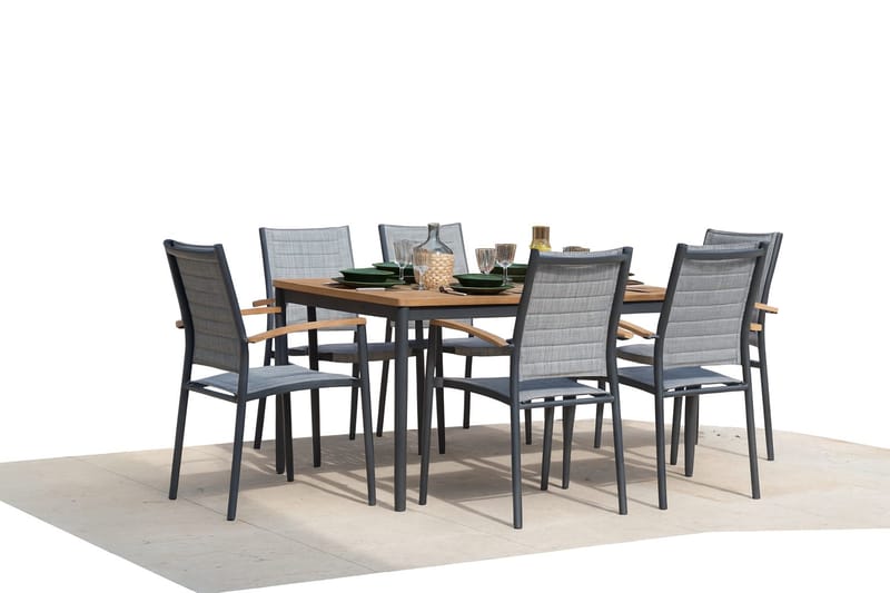 TOPAZ Bord 144 cm - Tre/Grå - Hagemøbler - Hagebord - Spisebord ute