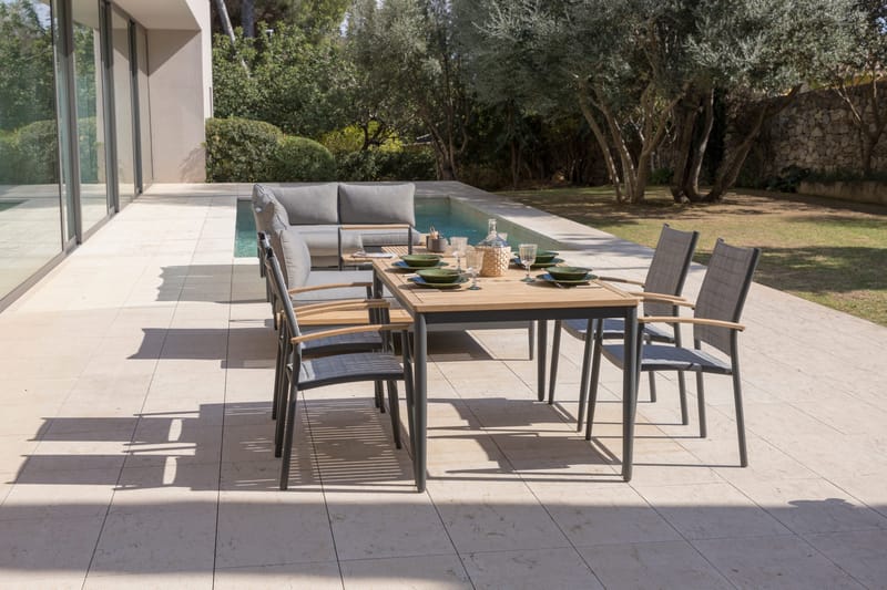 TOPAZ Bord 144 cm - Tre/Grå - Hagemøbler - Hagebord - Spisebord ute