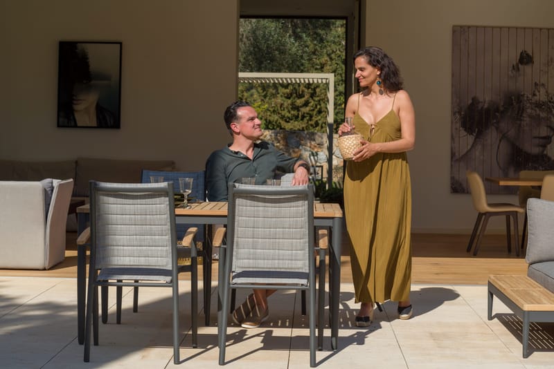 TOPAZ Bord 144 cm - Tre/Grå - Hagemøbler - Hagebord - Spisebord ute