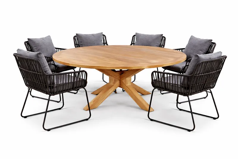 Toscana Utebord Ø180 cm - Naturlig Farget - Hagemøbler - Hagebord - Spisebord ute