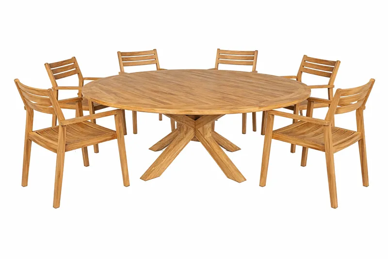 Toscana Utebord Ø180 cm - Naturlig Farget - Hagemøbler - Hagebord - Spisebord ute