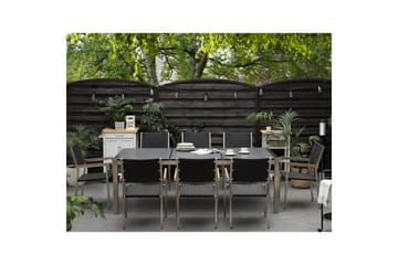 Trädgårdsbord Beliani Grosseto Grå/Svart/Silver, 100x220x74 cm Grey||Black||Silver - Hagemøbler - Hagebord - Spisebord ute