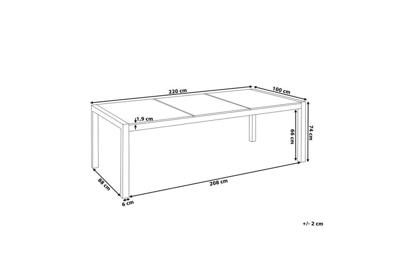 Trädgårdsbord Beliani Grosseto Grå/Svart/Silver, 100x220x74 cm Grey||Black||Silver - Hagemøbler - Hagebord - Spisebord ute