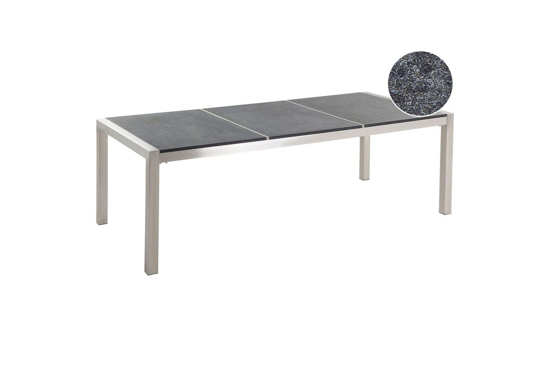 Trädgårdsbord Beliani Grosseto Grå/Svart/Silver, 100x220x74 cm Grey\|\|Black\|\|Silver -
