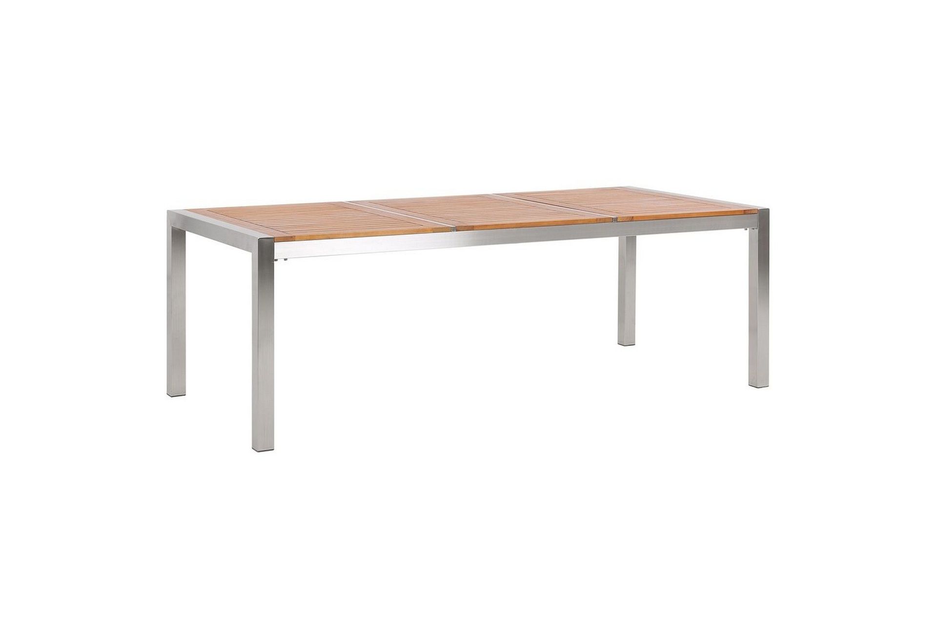 Trädgårdsbord Beliani Grosseto Grå/Svart/Silver, 100x220x74 cm Light wood\|\|Silver -