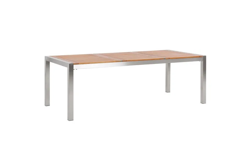 Trädgårdsbord Beliani Grosseto Grå/Svart/Silver, 100x220x74 cm Light wood||Silver