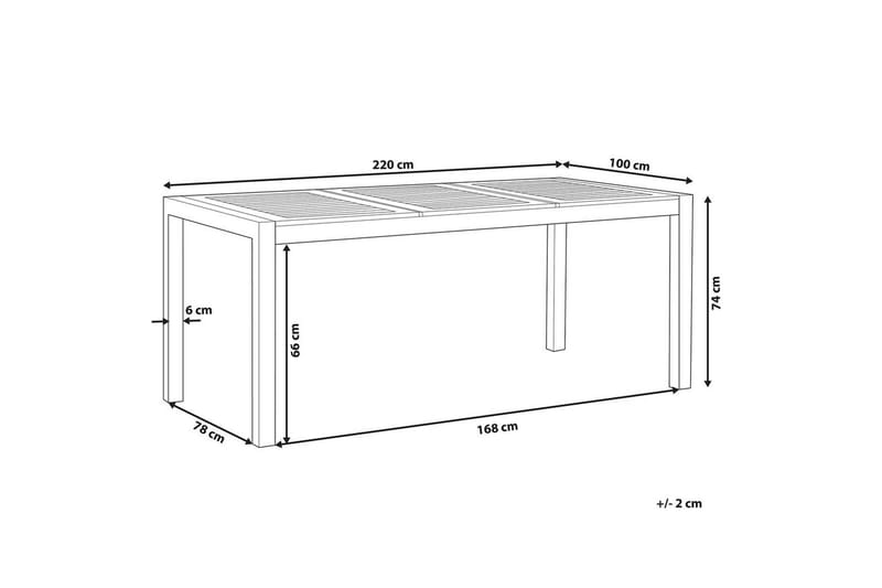 Trädgårdsbord Beliani Grosseto Grå/Svart/Silver, 100x220x74 cm Light wood||Silver - Hagemøbler - Hagebord - Spisebord ute