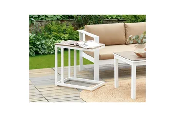 Trädgårdsbord Beliani Messina Ljus trä/vit, 35x60x59 cm Light wood||White - Hagemøbler - Hagebord - Spisebord ute
