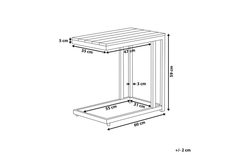 Trädgårdsbord Beliani Messina Ljus trä/vit, 35x60x59 cm Light wood||White - Hagemøbler - Hagebord - Spisebord ute