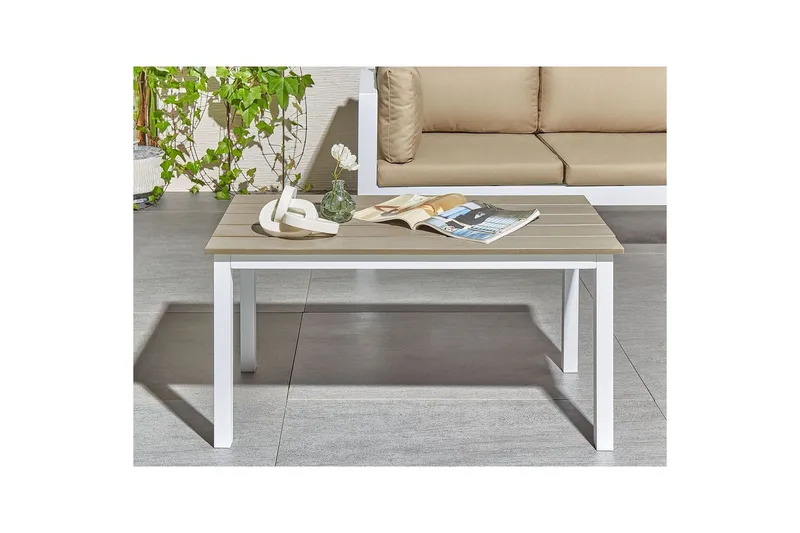 Trädgårdsbord Beliani Messina Ljus trä/vit, 52x96x50 cm Light wood||White - Hagemøbler - Hagebord - Spisebord ute
