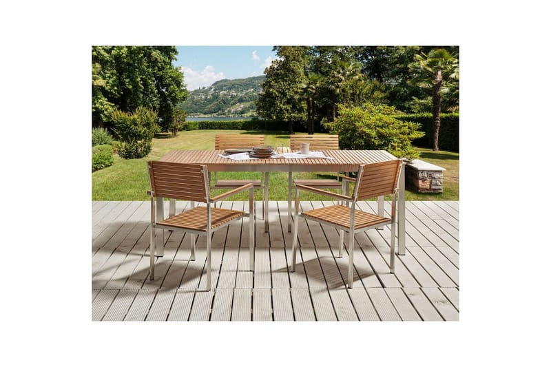 Trädgårdsbord Beliani Viareggio Light wood||Silver - Hagemøbler - Hagebord - Spisebord ute