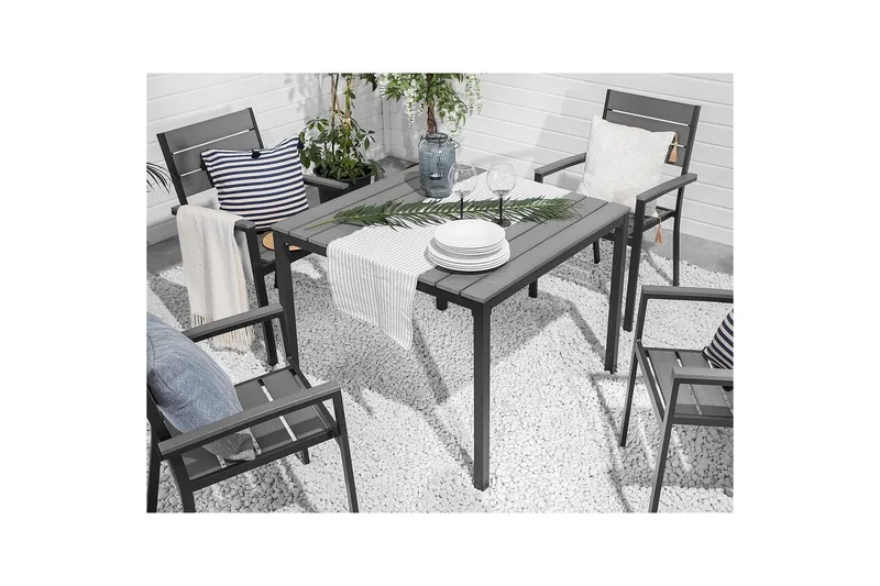 Trädgårdsbord Beliani Prato Grey||Black - Hagemøbler - Hagebord - Spisebord ute