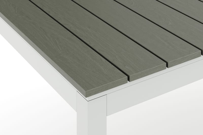 Tunis Uttrekkbart Spisebord Utendørs 205/305x90 cm Rektangulært - Hvit/Grå - Hagemøbler - Hagebord - Spisebord ute