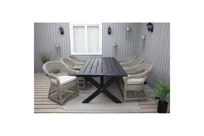 Utendørs bord Oxford 220 Svart - Svart - Hagemøbler - Hagebord - Spisebord ute