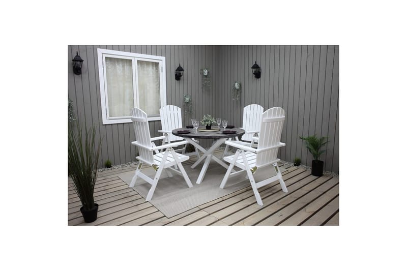 Utendørs Bord Scottsdale Round - Shabby Chic grå med hvite ben - Hagemøbler - Hagebord - Spisebord ute