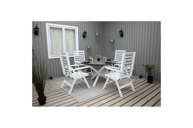 Utendørs Bord Scottsdale Round - Shabby Chic grå med hvite ben - Hagemøbler - Hagebord - Spisebord ute