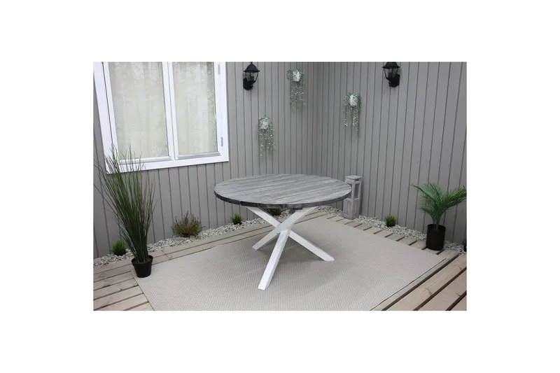 Utendørs Bord Scottsdale Round - Shabby Chic grå med hvite ben - Hagemøbler - Hagebord - Spisebord ute