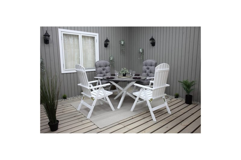 Utendørs Bord Scottsdale Round - Shabby Chic grå med hvite ben - Hagemøbler - Hagebord - Spisebord ute