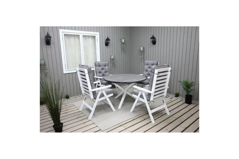 Utendørs Bord Scottsdale Round - Shabby Chic grå med hvite ben - Hagemøbler - Hagebord - Spisebord ute