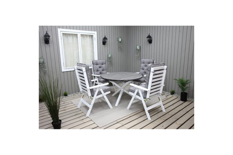 Utendørs Bord Scottsdale Round - Shabby Chic grå med hvite ben - Hagemøbler - Hagebord - Spisebord ute