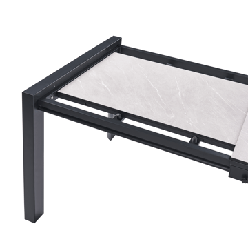 Uttrekkbart spisebord utendørs Binasco 160/220 cm - Beige/svart - Hagemøbler - Hagebord - Spisebord ute