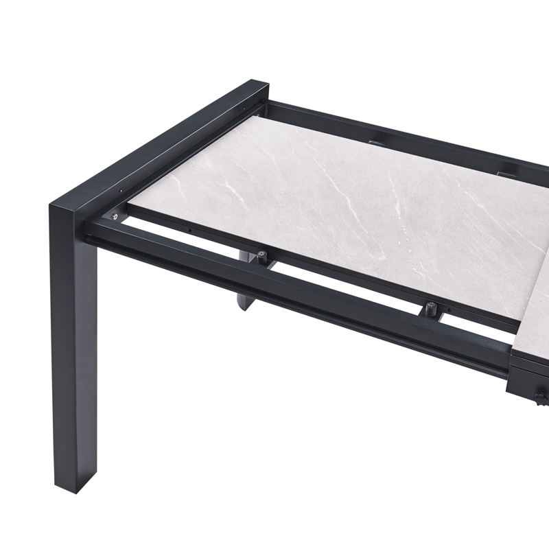 Uttrekkbart spisebord utendørs Binasco 160/220 cm - Beige/svart - Hagemøbler - Hagebord - Spisebord ute