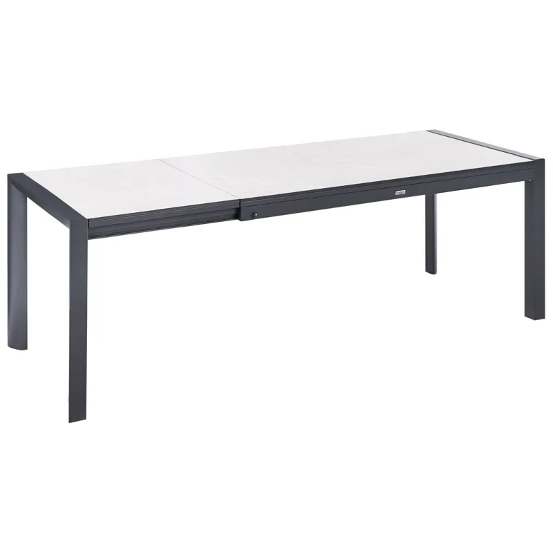 Uttrekkbart spisebord utendørs Binasco 160/220 cm, Beige/svart