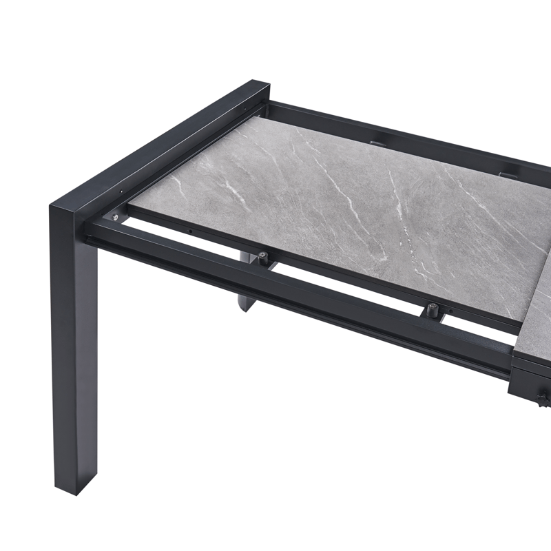 Uttrekkbart spisebord utendørs Binasco 90x160/220 cm - Grå/Svart - Hagemøbler - Hagebord - Spisebord ute