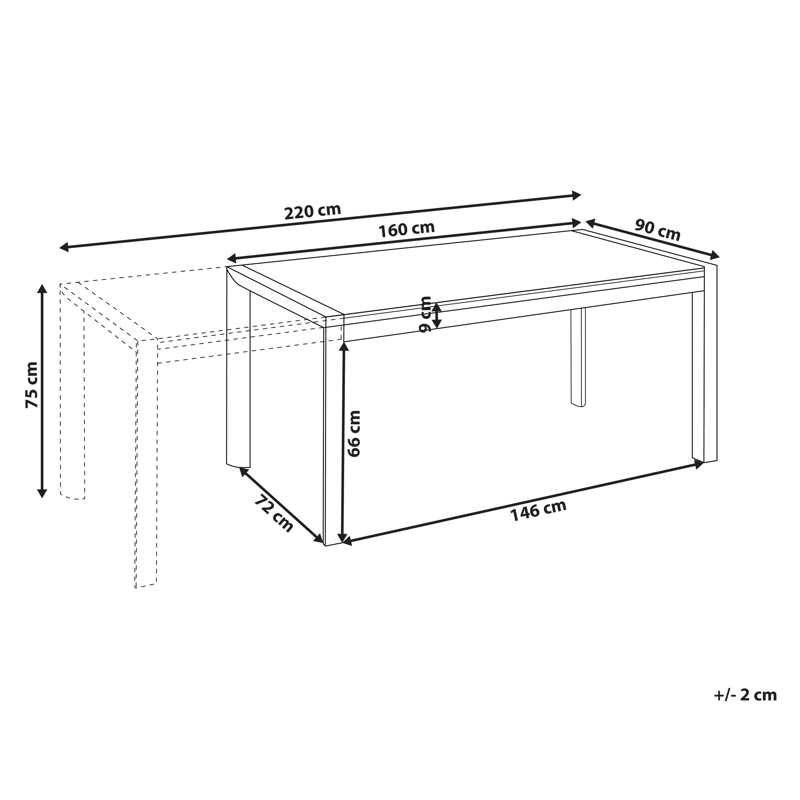Uttrekkbart spisebord utendørs Binasco 90x160/220 cm - Grå/Svart - Hagemøbler - Hagebord - Spisebord ute