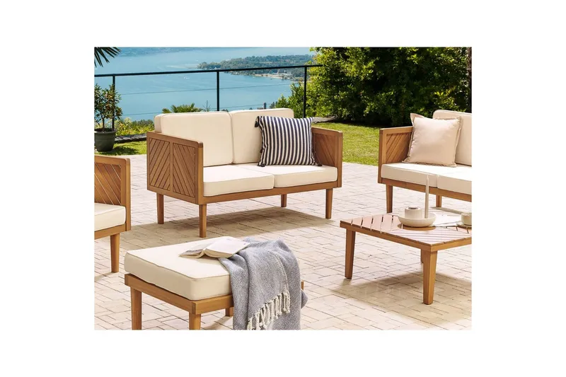 2-sitssoffa Beliani Baratti Light wood||Beige - Hagemøbler - Utesofa - Hagebenk & hagesofa
