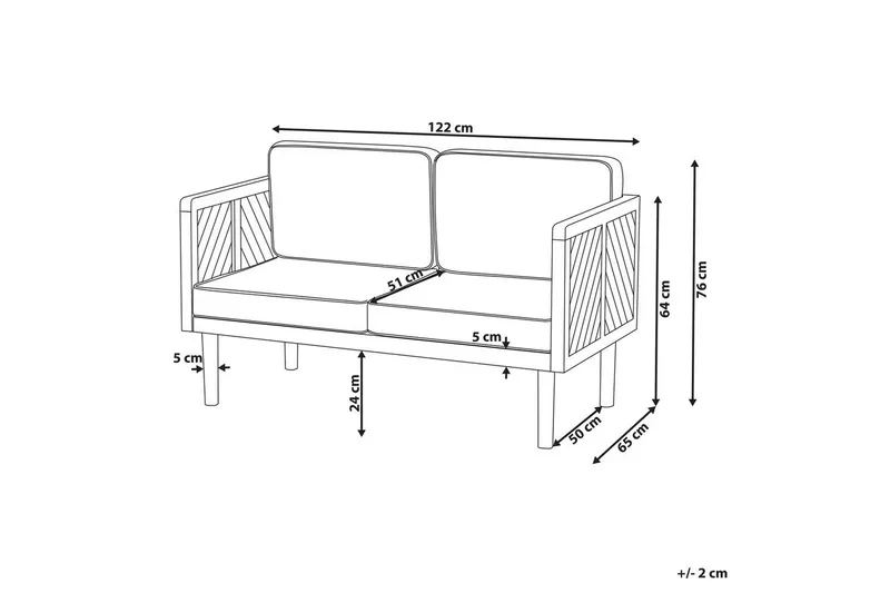 2-sitssoffa Beliani Baratti Light wood||Beige - Hagemøbler - Utesofa - Hagebenk & hagesofa