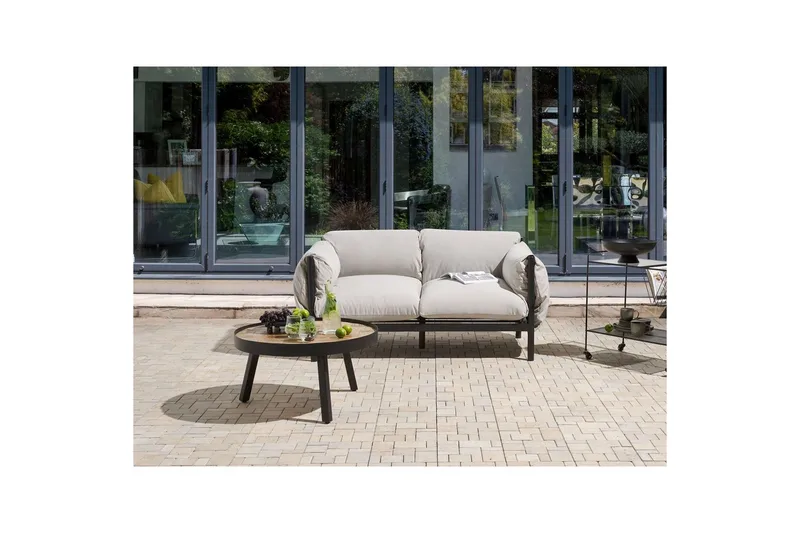 2-sitssoffa Beliani Esperia Grey, Black - Hagemøbler - Utesofa - Hagebenk & hagesofa