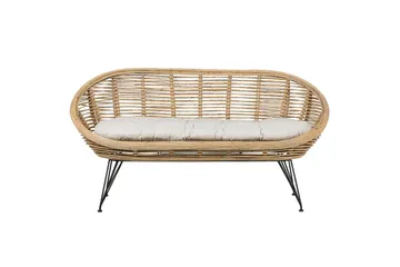 2-sitssoffa Beliani Maratea Natural||Black||Beige - Hagemøbler - Utesofa - Hagebenk & hagesofa