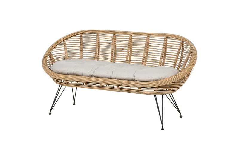 2-sitssoffa Beliani Maratea Natural||Black||Beige - Hagemøbler - Utesofa - Hagebenk & hagesofa