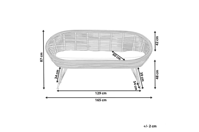 2-sitssoffa Beliani Maratea Natural||Black||Beige - Hagemøbler - Utesofa - Hagebenk & hagesofa