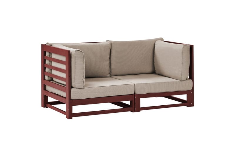 2-sitssoffa Beliani Trani Ljus trä/grått/beige Brown||Grey||Beige - Hagemøbler - Utesofa - Hagebenk & hagesofa