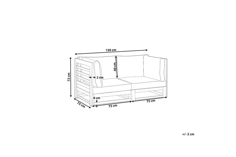 2-sitssoffa Beliani Trani Ljus trä/grått/beige Light wood||Grey||Beige - Hagemøbler - Utesofa - Hagebenk & hagesofa