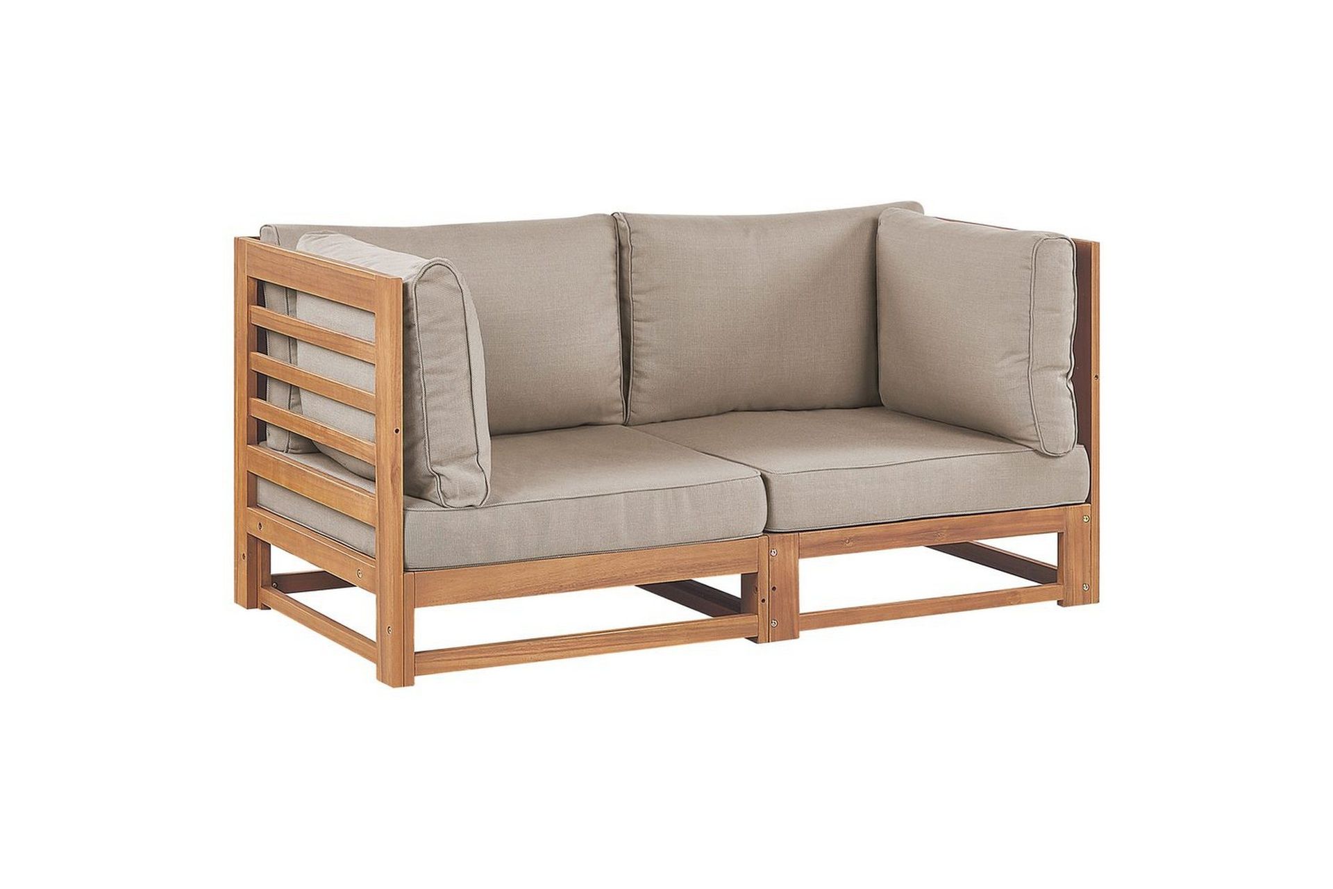 2-sitssoffa Beliani Trani Ljus trä/grått/beige Light wood\|\|Grey\|\|Beige -