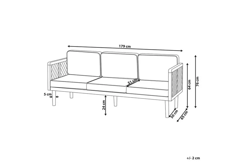 3-sitssoffa Beliani Baratti Light wood||Beige - Hagemøbler - Utesofa - Hagebenk & hagesofa