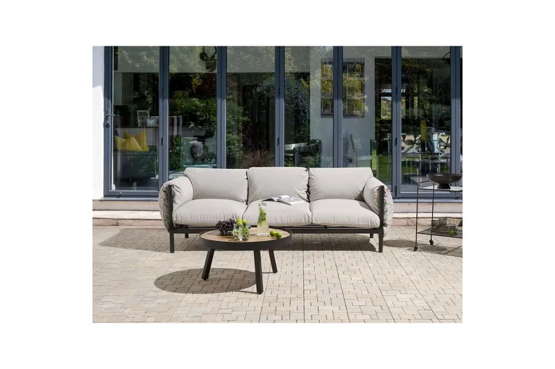 3-sitssoffa Beliani Esperia Grey, Black - Hagemøbler - Utesofa - Hagebenk & hagesofa