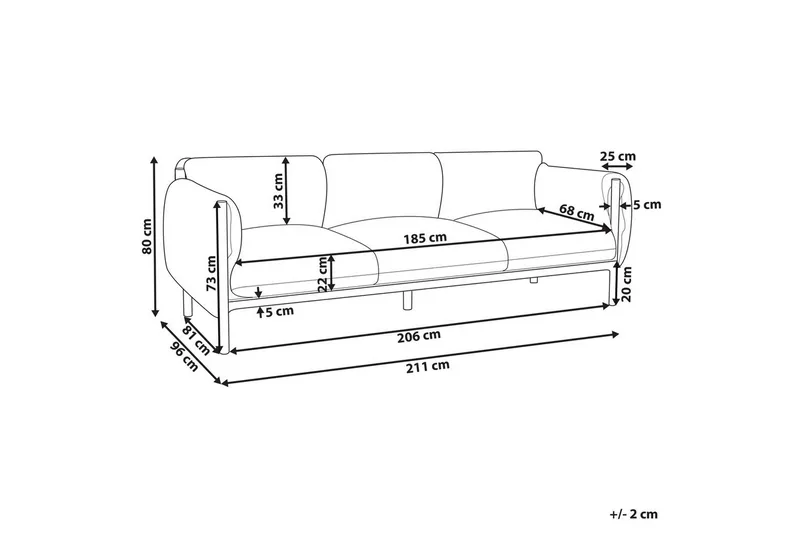 3-sitssoffa Beliani Esperia Grey, Black - Hagemøbler - Utesofa - Hagebenk & hagesofa