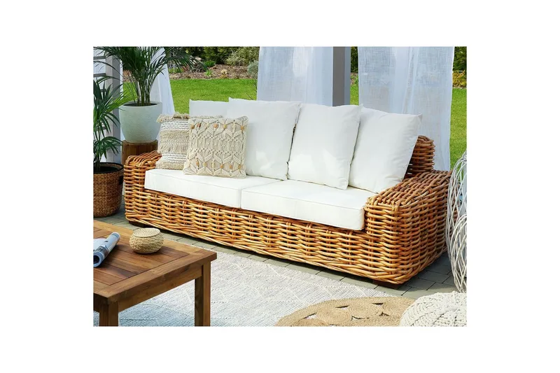 3-sitssoffa Beliani Forli Natural||Beige||White - Hagemøbler - Utesofa - Hagebenk & hagesofa