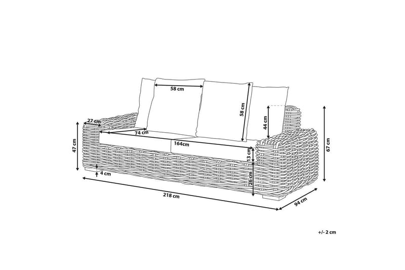 3-sitssoffa Beliani Forli Natural||Beige||White - Hagemøbler - Utesofa - Hagebenk & hagesofa