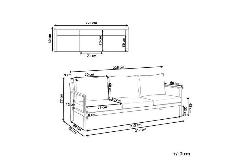 3-sitssoffa Beliani Kiato Grå/svart Grey||Black - Hagemøbler - Utesofa - Hagebenk & hagesofa