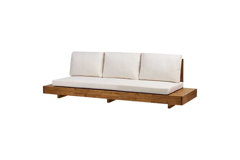 3-sitssoffa Beliani Marettimo Light wood||White - Hagemøbler - Utesofa - Hagebenk & hagesofa